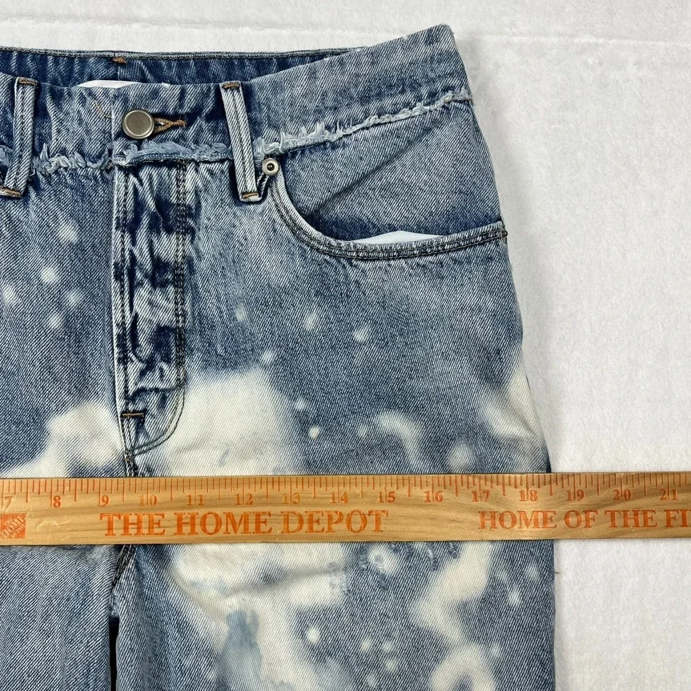 Good American Straight Leg Jeans Womens 6 Fits 28x29 Distressed‎ Bleach Splatter
